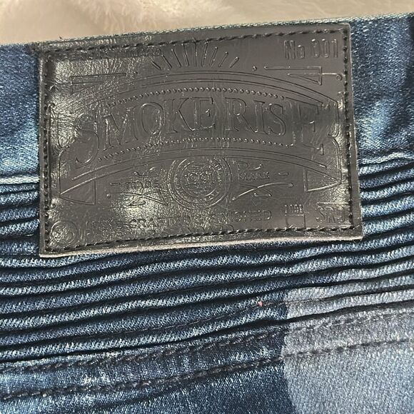 Smoke Rise Denim Distressed Blue Acid Washed Jeans! Size 34 - Picture 6 of 7